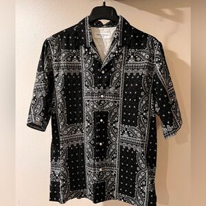 Officine Generale Black and White Paisley Shirt